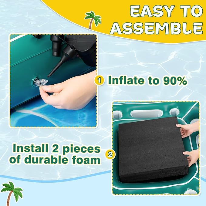 WERNNSAI Floating Pool Card Table Inflatable Drink & Snack Holder with Waterproof Playing Cards 40” Floating Game Tray for Pool or Beach Party Summer Fun Accessory for Adults & Family