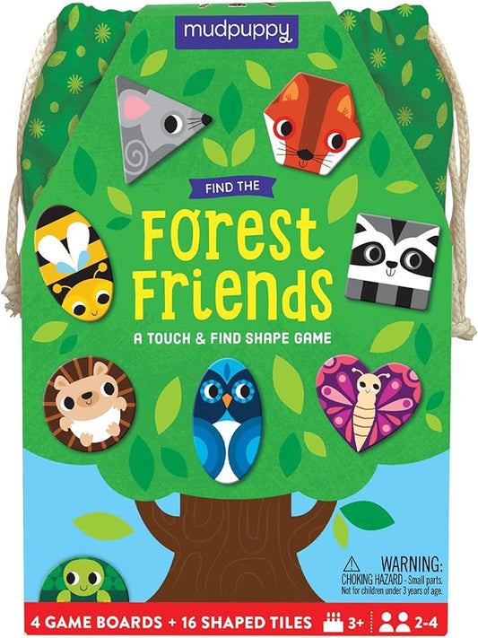 Mudpuppy Find The Forest Friends Game from Bingo with a Twist, Includes 16 Shaped Tiles, 4 Gameboards, Fabric Bag & Instructions, Perfect for Game Nights on The Go!, 2-4 Players, Ages 3+