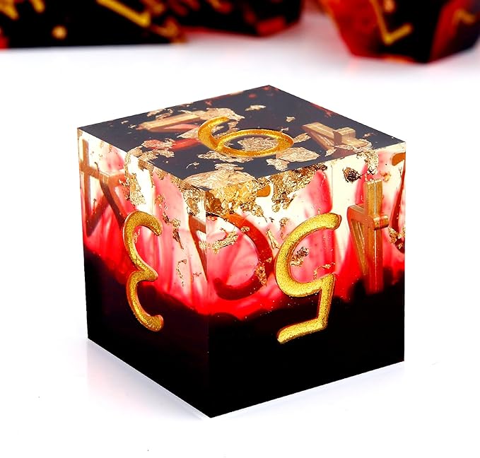 Haxtec DND Sharp Edge Resin Dice Set With Case, D&D Polyhedral Set for Dungeons and Dragons TTRPGs Gift