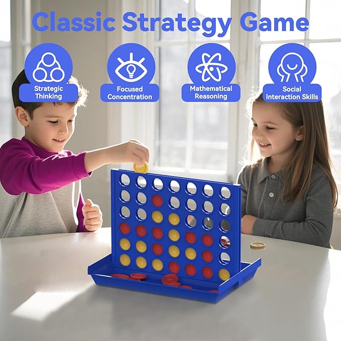 Pup Go 4 in a Row Game Big, 6 Spare Discs Included, Board Games Toys for Boys, Classic Four in a Row and Family Fun Games for Ages 3 4 5 6 7 8 Year Old Kids(Big)