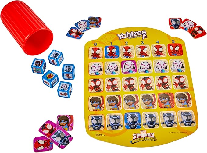 Hasbro Gaming Spidey and His Amazing Friends Yahtzee Jr.Marvel Edition Board Game for Kids, Ages 4 and Up (Amazon Exclusive)