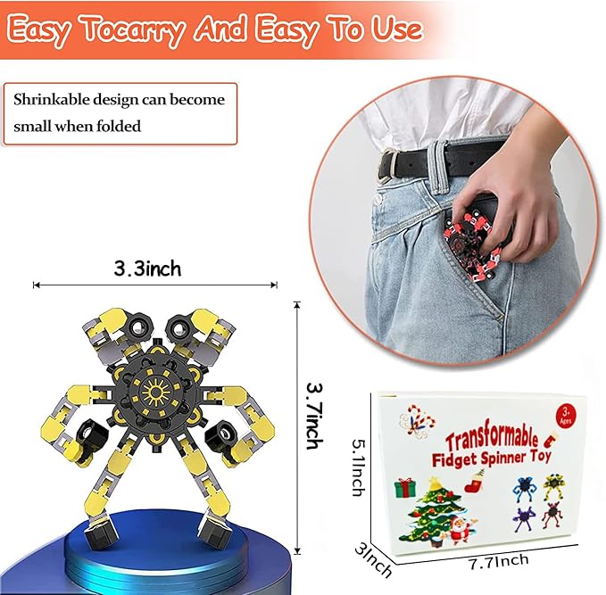 18pcs Random Fidget Spinners,DIY Deformable Robot Fingertip Toys,Decompression Spinner,Deformable Creative Mechanical Gyro Toys,Stress Relief Mechanical Chain Toy for Kids Adults，Party Supplies