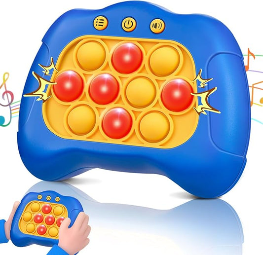 Quick Push Game，Pop Game Fidget Toys, Fast Push Bubble Game, Handheld Puzzle Game Sensory Toys ，Light Up Push Pop Game for Kids 3-12 Girls and Boys Teens Adults Decompression (Blue)