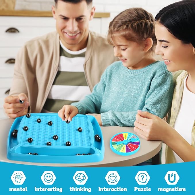 2024 New Magnetic Chess Game Set, Magnetic Stones Chess Using String with Chessboard and Punishment Wheel, Strategy Game with Rocks, Family Game Party Game for Kids and Adults
