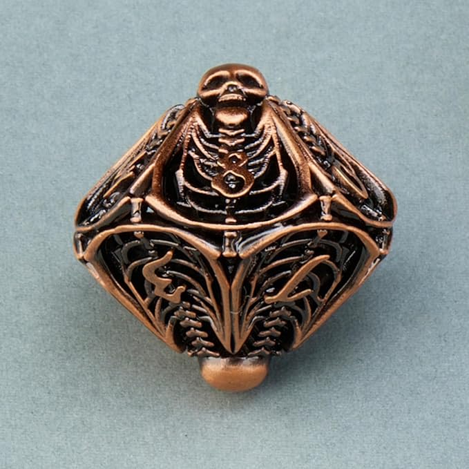 Metal Skull Dice Unique Hollow Dice Set for Dungeons and Dragons Polyhedral D&D TRPG,MTG,Pathfinder,Table Board Roll Playing Games D4 D6 D8 D10 D% D12 D20 (Copper)