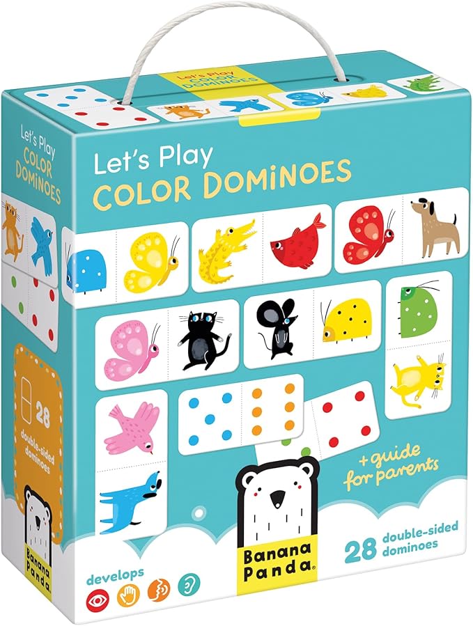 Banana Panda Let’s Play Color Dominoes Game for Kids - Includes 28 Double-Sided Pieces and an Educational Guide for Parents, for Ages 2 Years and up