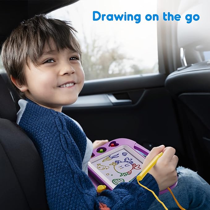 SGILE Magnetic Drawing Board for Kids, Colorful Erasable Doodle Board with Magnet Pen, Painting Sketch Pad with Three Stamps, Travel Toy, Birthday Gift, Educational Learning Toy for Toddlers, Purple