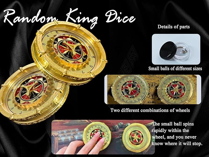 Unique DND Dice Random King, Magic Circle D and D Roulette Dice Spinner, 7-in-2 Dual-Spin Wheels DND Dice Set D20 D12 D10 D% D8 D6 D4 for Dungeons and Dragon, RPG Role Playing Game