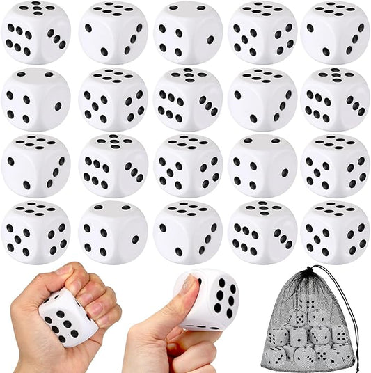 24 Pcs Foam Dice Stress Ball 1.57 Inch Fake Soft Slow Dot Stress Anxiety Relief Dice Toys for Kids Adults Board Game Casino Themed Decoration Party Pool Toy Favors School Supplies