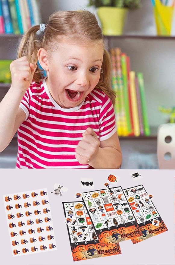 MISS FANTASY Halloween Games Halloween Bingo Game for Kids Halloween Party Games for Kids Family Classroom Activities 24 Players Bingo Cards