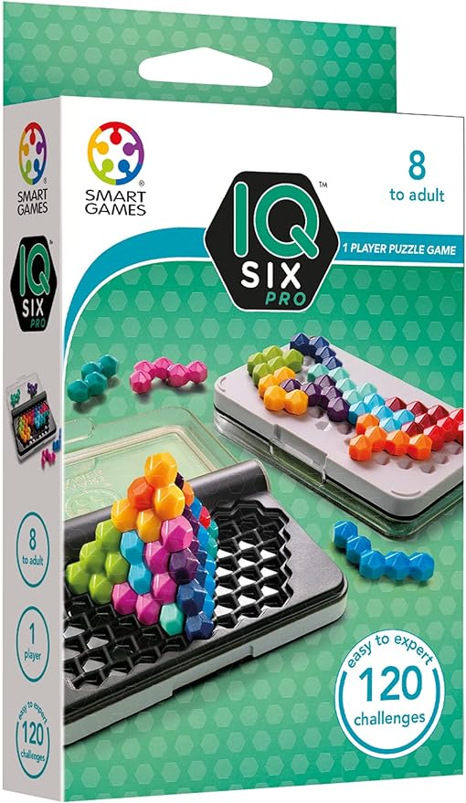 SmartGames IQ Six Pro Travel Game for Kids and Adults, a Skill-Building Brain Game - Brain Teaser for Ages 8 & Up, 120 Challenges in Travel-Friendly Case
