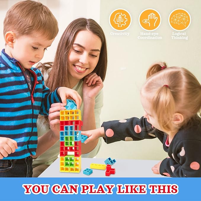 iYuePeng Board Games for Kids & Adults Tetra Tower Balance Stacking Toys Perfect for Family Games, Parties, Travel