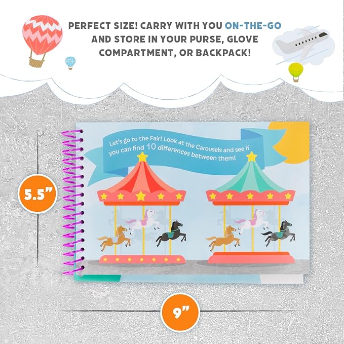 Squirrel Products Mom, I'm Bored Children's Activity Book, Fun Reusable Dry Erase Toy - Roadtrip Essentials, Word Games, Screen Free Activites for Kids Ages 3 and Up - Travel Version