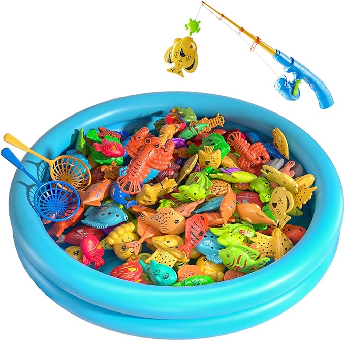 TEMI Magnet Fishing Game for Kids Ages 4-8, Indoor & Outdoor Water Toys, Summer Gifts for Boys & Girls