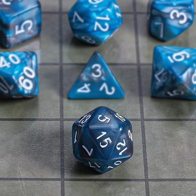 CiaraQ DND Polyhedral Dice Set with a Black Dice Bag for D&D RPG MTG Role Playing Table Games