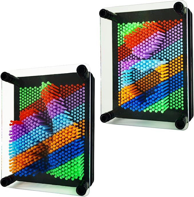 3D Pin Art Sensory Toy Size 5x3.7 Inches Needles Pin Impression Toy Intellectual Fun Rainbow Toys, Rainbow