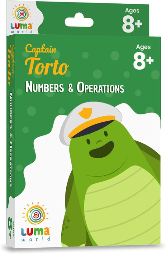 Luma World Captain Torto Educational Game-Based Math Flashcards with a Fun Magic Glass to View Hidden Numbers for Ages 8+ Years to Learn Grade 3 Numbers and Operations, Set of 50 Cards