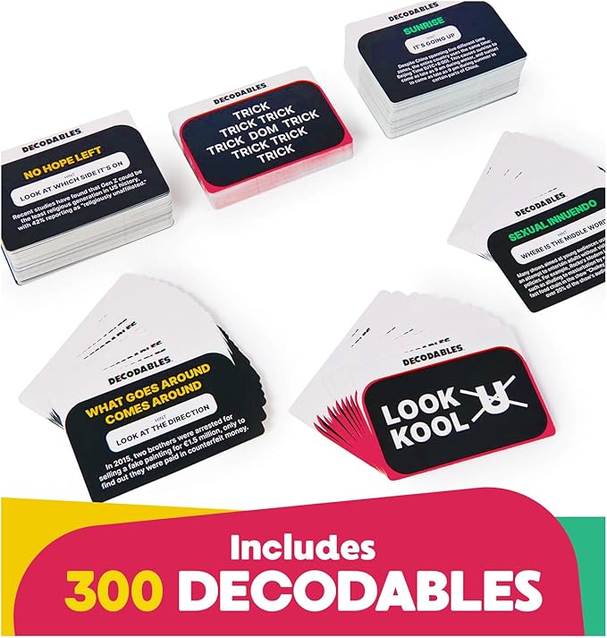 Spin Master Games, Decodables - A Hysterical Adult Party Game, Card Game for Bachelorette Parties, College, Birthday, for Ages 18+
