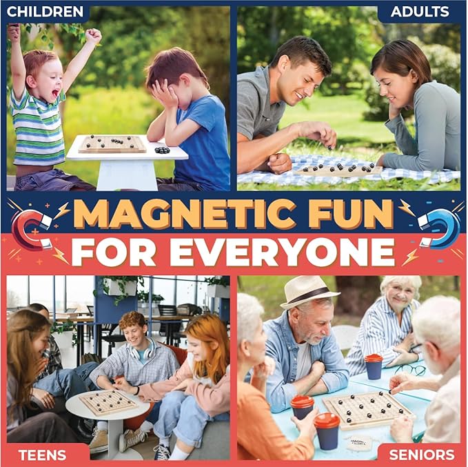 Magnetic Chess Board Game Set with 24 Stones - Educational Strategy & Puzzle Game for Families and Parties, Brain Teaser for Kids & Adults, Ideal Gift