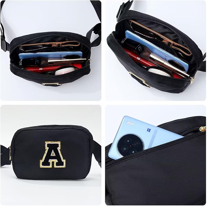 YOOLIFE Graduation Gifts for Boys - 4 5 6 7 8 9 Year Old Boy Birthday Gift, Fathers Gifts for Son, Black Initial Crossbody Bag Belt Bag C, Small