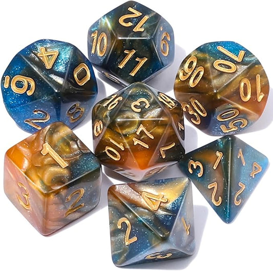 CiaraQ DND Polyhedral Dice Set with a Black Dice Bag for D&D RPG MTG Role Playing Table Games