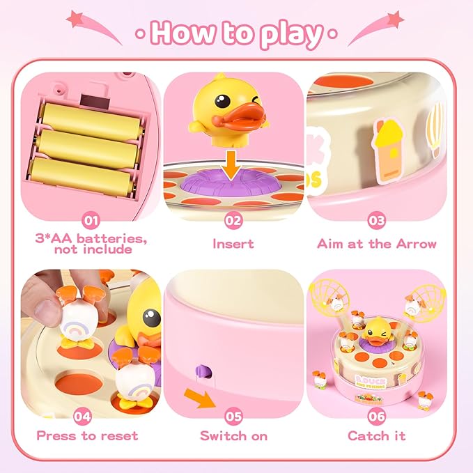 B.Duck Games for Kids Age 4-6, Catch and Bounce Duck Board Games for Kids 3-5,Family Toddlers Games Birthday Gifts for 5-7 Girls, Birthday Toy Gifts for Toddlers 4-8