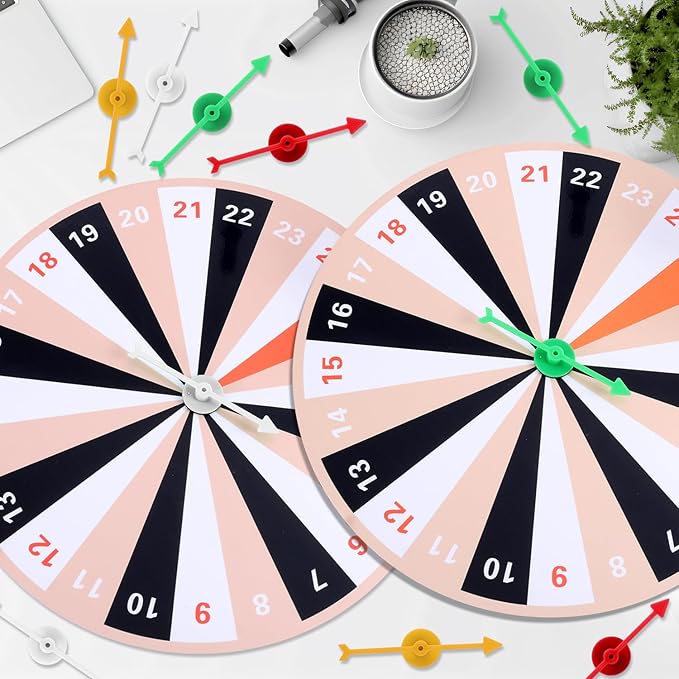 12pcs Arrow Game Spinners, 4 Colors Plastic Spinner Game Pointer Accessories Magnetic Spinners for Classroom Board Game Spinners for Activities DIY Projects (Green, Yellow, Red, White)