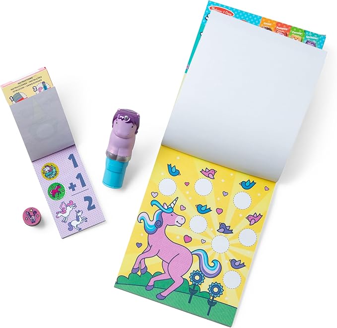 Melissa & Doug Sticker Wow!™ Purple Unicorn Bundle: 24-Page Activity Pad, Stamper, 500 Stickers, Arts and Crafts Fidget Toy Collectible Character