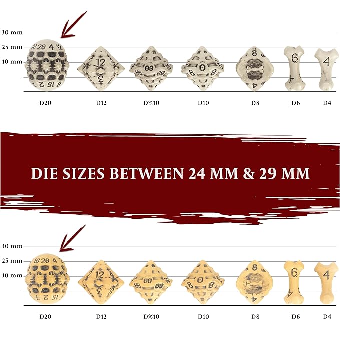 D20 Dice Set - Set of Three 20 Sided Dice - Skull & Bone Themed RPG Dice. Cool & Unique Gift and Compatible with Dungeons & Dragons (DND), D&D, Pathfinder, D and D (Mixed)