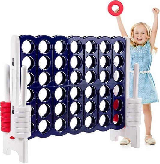 ARLIME Jumbo 4-to-Score Giant Game Set, Backyard Games for Kids & Adults, 4 in A Row W/Quick-Release Lever, 42 Build-in Rings Included, Jumbo Size for Outdoor & Outdoor Play