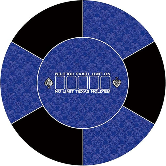 nuveti 24/31/47/55/63inch Round Poker Mat for Texas Holdem | Portable Poker Table Top with Art Deco Layout Print 6-8 Player Game Layout Mat to Play Cards, Poker Games, Blackjack, Casino