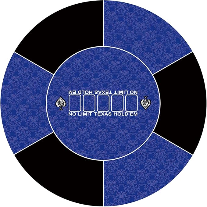 nuveti 24/31/47/55/63inch Round Poker Mat for Texas Holdem | Portable Poker Table Top with Art Deco Layout Print 6-8 Player Game Layout Mat to Play Cards, Poker Games, Blackjack, Casino