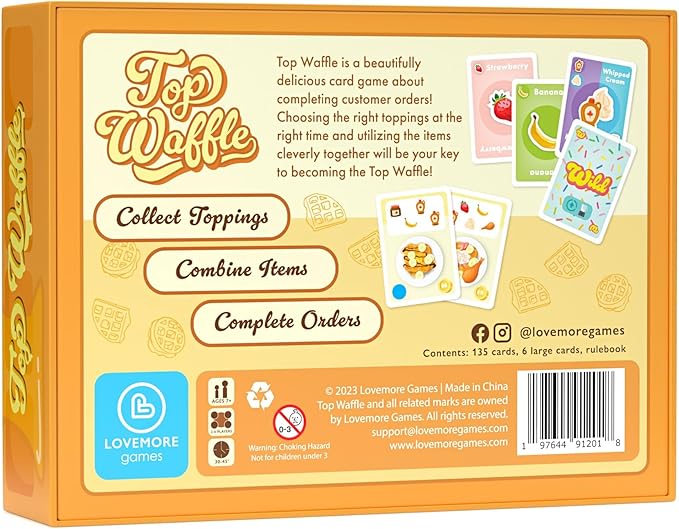 Top Waffle Card Game - Beautifully Delicious Game for Kids, Teens, Adults, and Family Game Night - Great Gift for Ages 7+, 2-6 Players, 30-45 Minutes