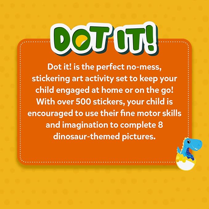Skillmatics Dot It Sticker Art Activity - Dinosaurs, Mess-Free Fun for Kids, 500+ Stickers, Craft Kits, DIY Scrapbooking Activity, Travel Toys, Gifts for Boys & Girls Ages 3, 4, 5, 6, 7