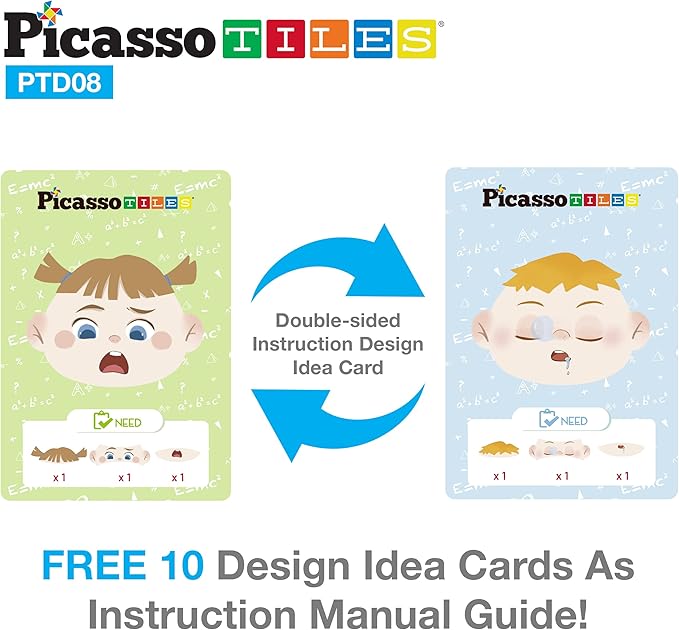 PicassoTiles 108pcs Reusable Magnetic Face Sticker Puzzle Book Drawing Board Set for Kids,Educational and Learning Activity Books, Toys & Activity, STEM Learning Toys, Early Education Toys,Gifts Boys