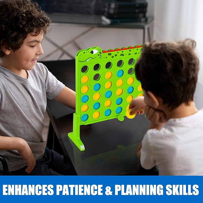 Aywewii 4 in a Row Dinosaur Connect Game with 14.5 x 14 inches Grid, Strategy Board Games for Kids | Travel Games for Boys and Girls | 4-to-Score Table Game Gifts for Ages 6+