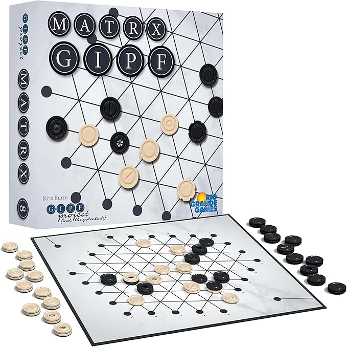 Rio Grande Games: Matrx Gipf - Piece Moving Strategy Board Game, Unique Head-to-Head, Learn As You Play, Ages 14+, 2 Players, 30-60 Mins