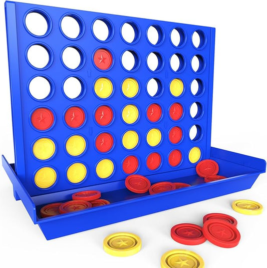 Pup Go 4 in a Row Game Big, 6 Spare Discs Included, Board Games Toys for Boys, Classic Four in a Row and Family Fun Games for Ages 3 4 5 6 7 8 Year Old Kids(Big)