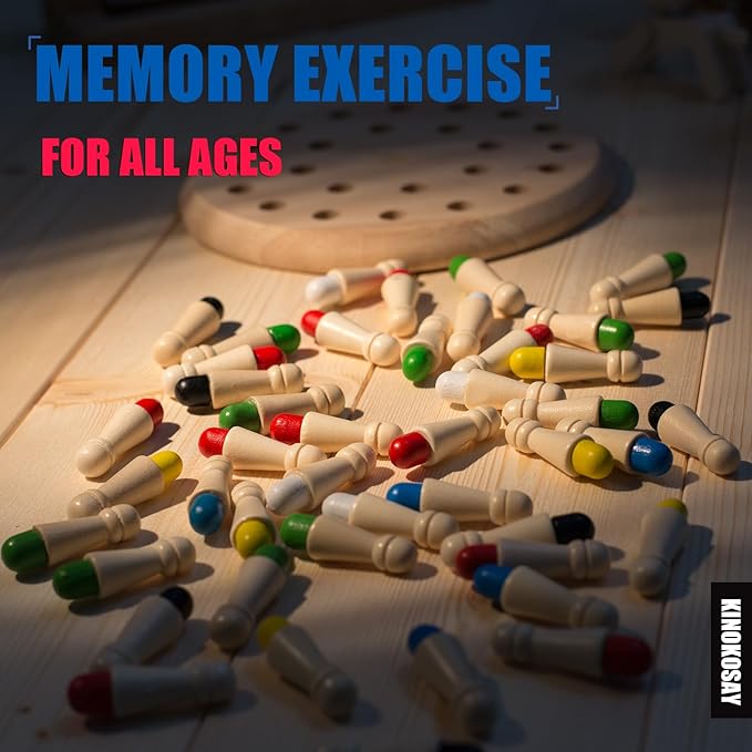 Wooden Memory Chess Matching Game for Kids Adults Montessori Educational Interactive Board Game Memory Exercise Toy for Elderly Brain Rot Gift for 3 Years Old Boy Girl