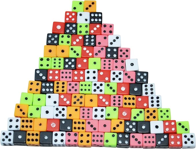 SmartDealsPro 100 Assorted D6 Mini Tiny Dice Game Dot Square Dice for Casino Themed Activity, Board Game, Teaching Math, Parties (Mix Color, 8mm)