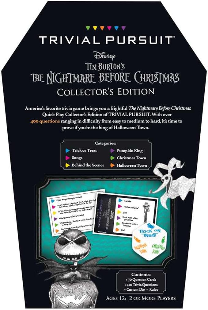 TRIVIAL PURSUIT: Disney Tim Burton’s The Nightmare Before Christmas | Collectible Trivia Board Game Featuring 420 Questions from Classic Stopmotion Film | Officially-Licensed Disney Game & Merchandise