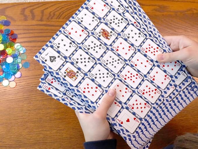 Regal Games - Poker Keeno Bulk Game Set - Includes 36 Two-Sided Boards, 600 Scoring Chips, 1 Deck of Standard Poker Cards - 72 Unique Board Layouts- Casino Night Card Game- Compatible w Poker Keno