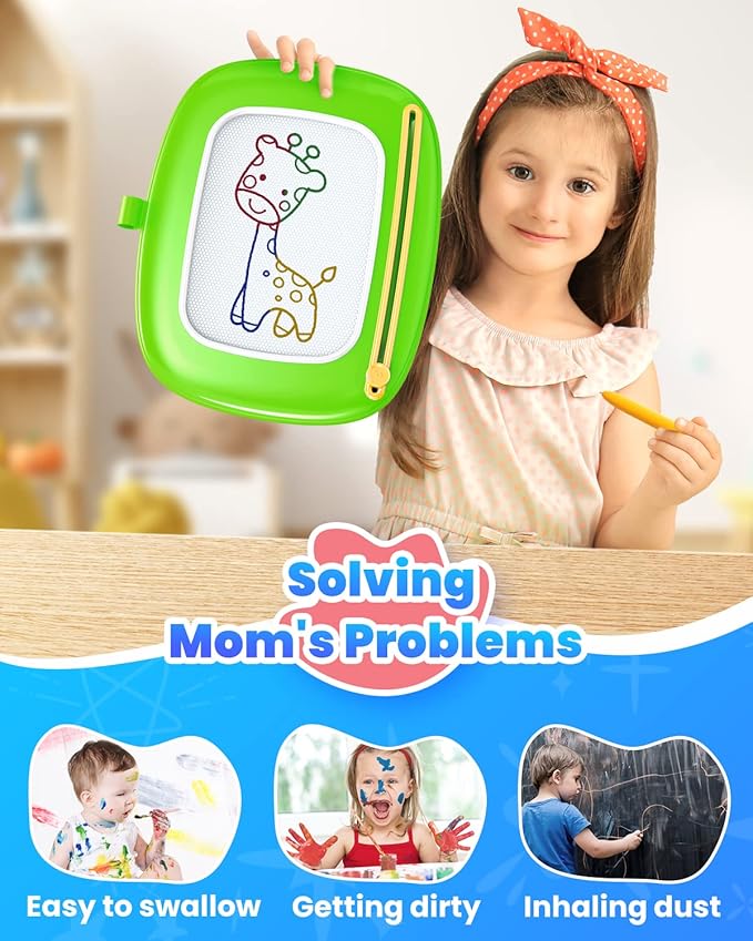 Toddlers Toys Ages 1-3, Magnetic Drawing Board, Toddler Boy Toys for 1 2 3 Years Old, Doodle Board Pad Learning and Educational Toys for 18 Months Baby 1-3 Yr Kids Birthday Gifts - Green