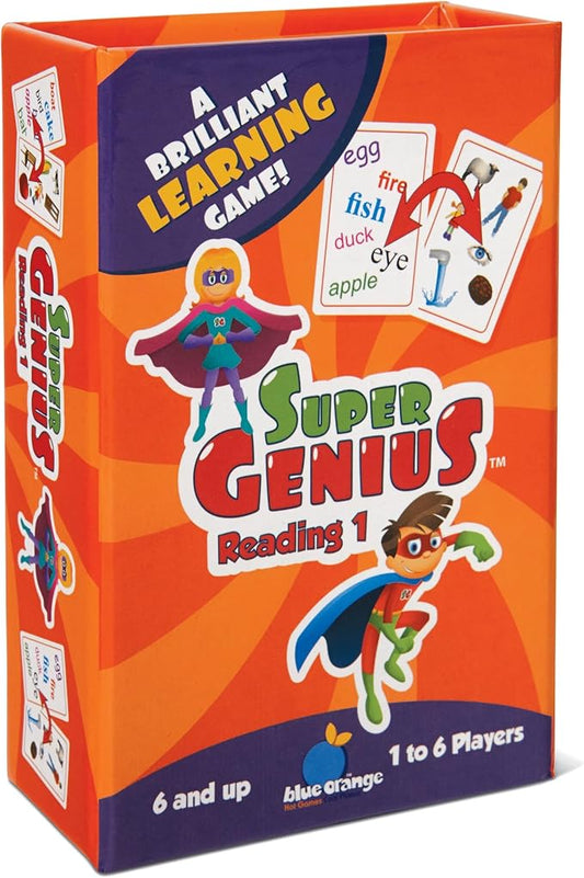 Super Genius Reading 1 - Tabletop Card Game, Fun Flash Card Concentration Matching Game for Kids, Ages 6+, 1-6 Players, Teacher Approved, Build Your Vocabulary, by Blue Orange Games