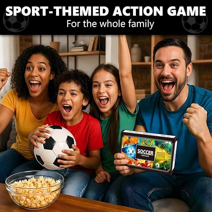 QUOKKA Soccer Fast-Paced Card Game for Kids & Adults – 128 Cards & Easy Rules – Quick & Fun Matching Game – 2-8 Players – Ages 8+ – Perfect for Family Games Night, Travel and Parties