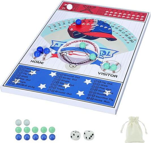 Baseball Dice Board Game Thick Solid Wood Dice and Marble Board Game Fun Color Pattern Double Battle Table Game for Family Party Holiday Gatherings…