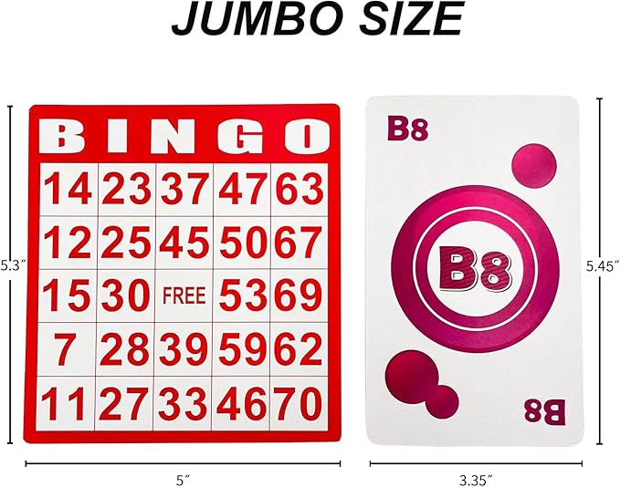 Bingo Game Set-1000 Colorful Chips with a Bag,100 Bingo Cards and Jumbo Deck of Calling Cards for Adults, Seniors, and Family - Calling Card Set- Ideal for Large Groups, Parties, Game Nights