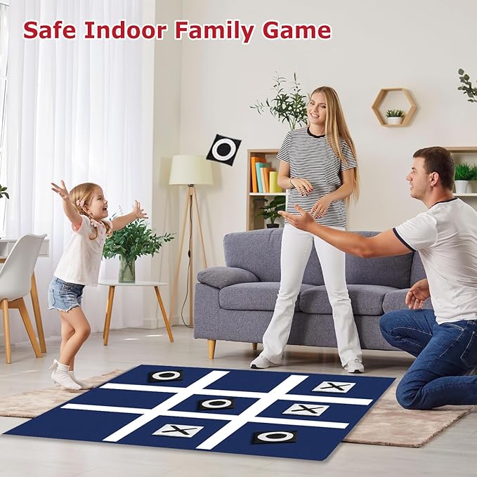 Giant Tic Tac Toe Bean Bag Toss - Outdoor Camping Backyard Lawn Games for Kids Adults - Large Indoor Family Games for Christmas Party