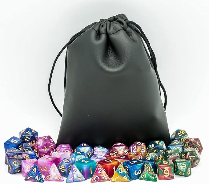 6 Sets DND Dice Polyhedral Dice Set (42pcs) with 1 Large Leather Bag, D&D Die Set for Dungeons and Dragons, RPG Table Games. (6Sets/42Pcs)