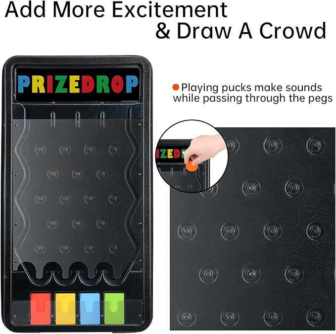 iElyiEsy 25"x14" Prize Drop Plinko Board Game Set, Featuring 8 Personalizable Playing Pucks. A for Family Get - Togethers,and Carnival - Style Events - Mini Collapsible Tabletop Plinko Game Drop